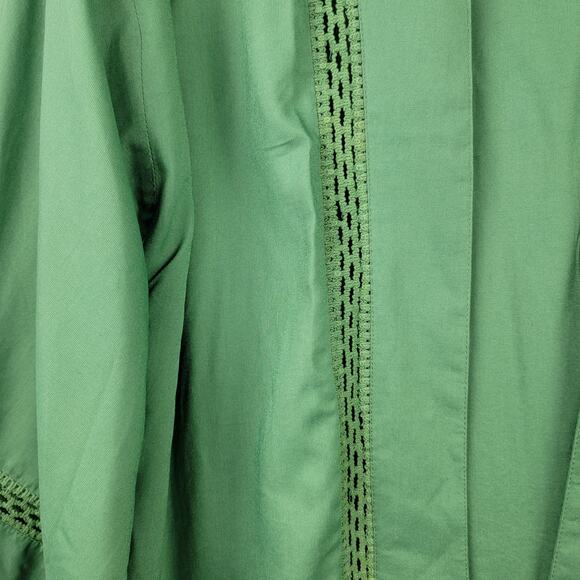 Bohemian Cardigan OS Kimono Sleeves Crotchet Open Front Green Cover Up Casual - Picture 3 of 10